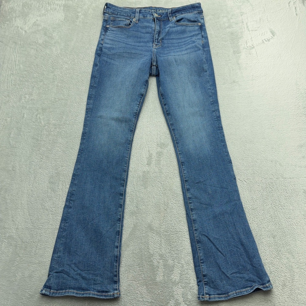 American Eagle Jeans Womens 8 Blue Hi-Rise Skinny Kick Flare Medium Wash Denim